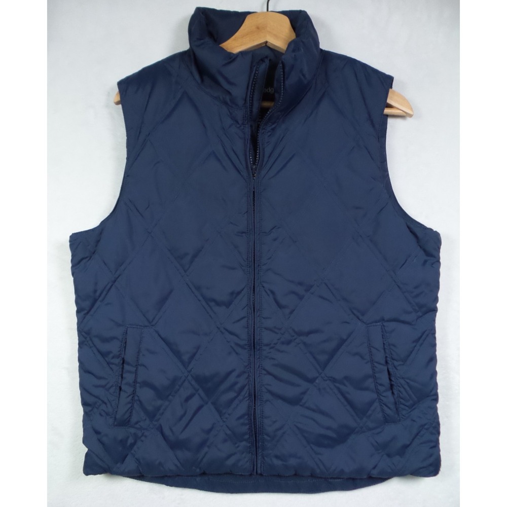 Glacier's Edge Vest Mens Size Large Blue Quilted Full Zip Pockets Duck Down